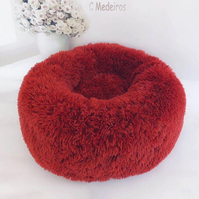 Plush Calming Pet Bed – Round Donut Nest for Dogs & Cats