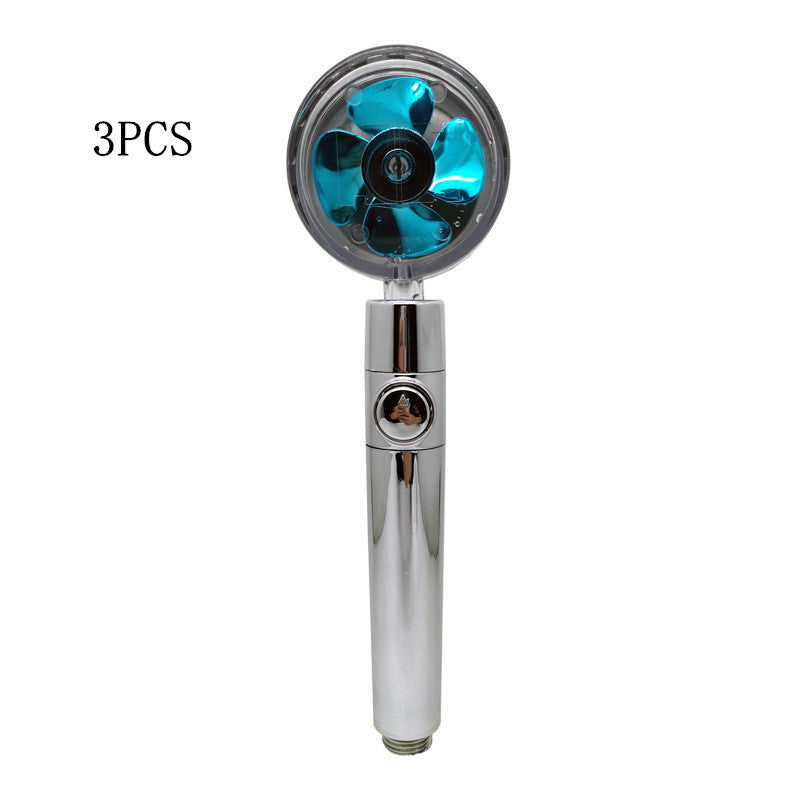 Turbocharged Shower Head with Stop Button & Cotton Filter – High Pressure Propeller Design