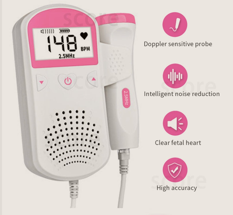 Portable Fetal Doppler – Baby Heartbeat Monitor with LCD Display & Ultrasound Probe