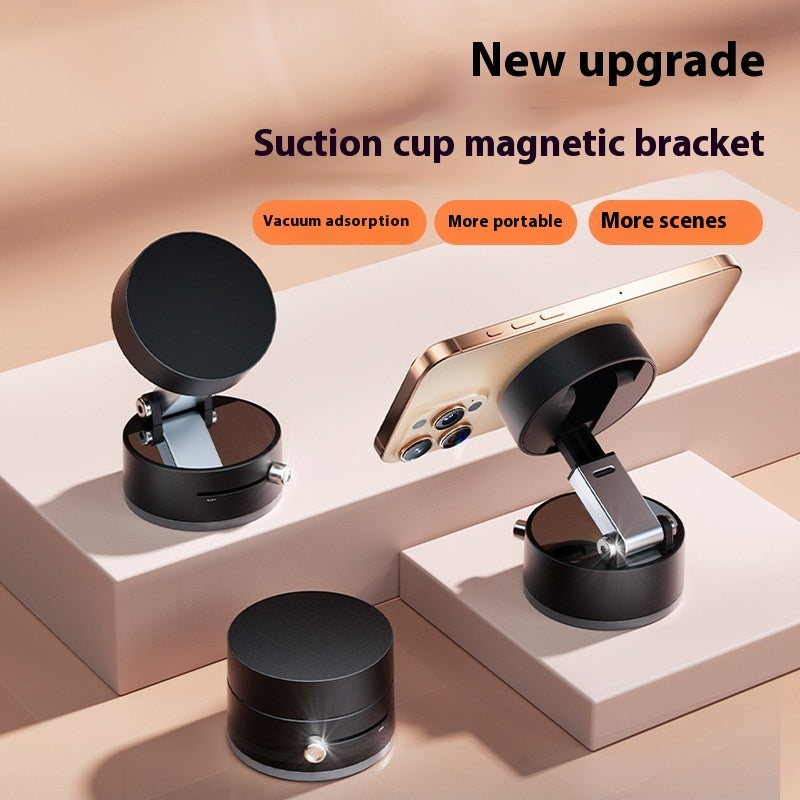 Magnetic Vacuum Car Phone Holder – Foldable 360° Suction Mount for Dashboard, Desk & Mirror