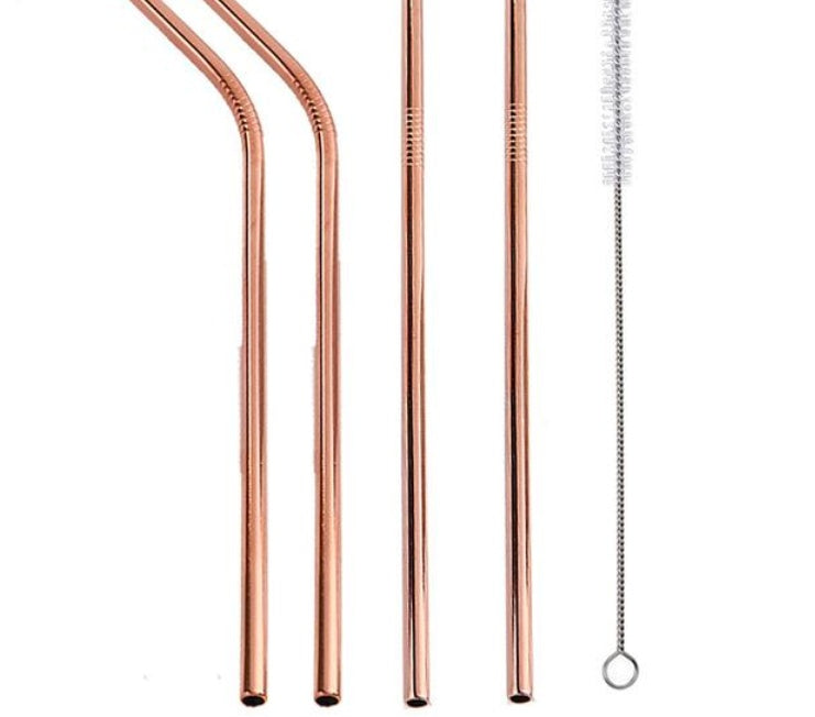 Reusable Stainless Steel Drinking Straws – Eco-Friendly Metal Straws with Cleaning Brush & Case