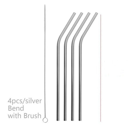 Reusable Stainless Steel Drinking Straws – Eco-Friendly Metal Straws with Cleaning Brush & Case