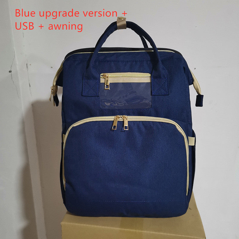 USB Charging Diaper Backpack – Foldable Baby Bed & Multi-Function Travel Bag