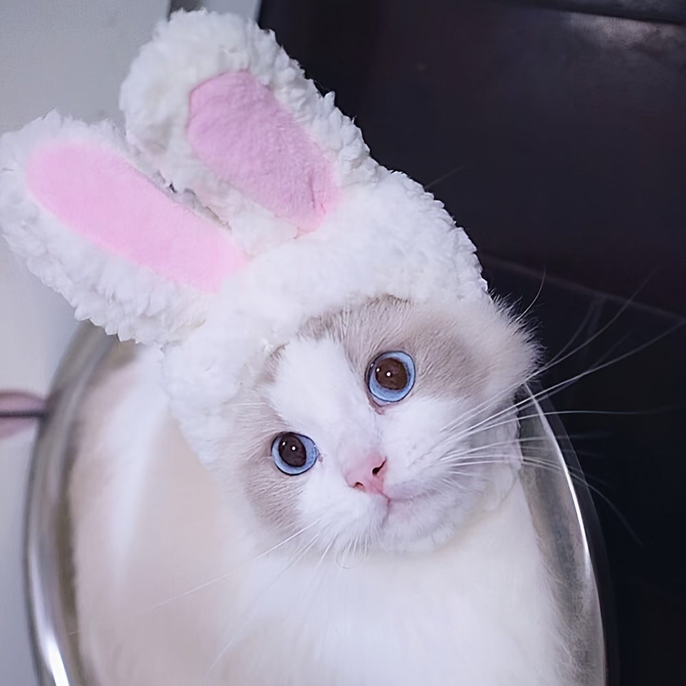 Adorable Rabbit Cat Headgear for Small Dogs & Cats - Perfect Pet Party Costume and Accessory