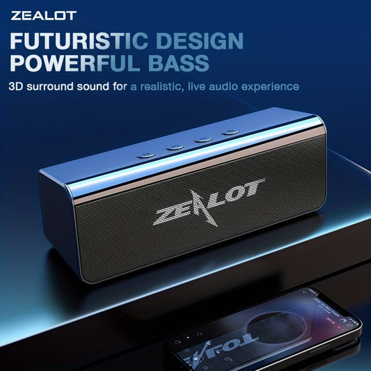 ZEALOT S31 Futuristic Portable Wireless Speaker, 2200mAh Battery, 10-Hour Playtime, Dual Loud Stereo with 3D Surround Sound, Wireless 5.0, Compatible with Phones/Tablets/TVs, Perfect for Home, Car, Outdoor & Camping - Great G