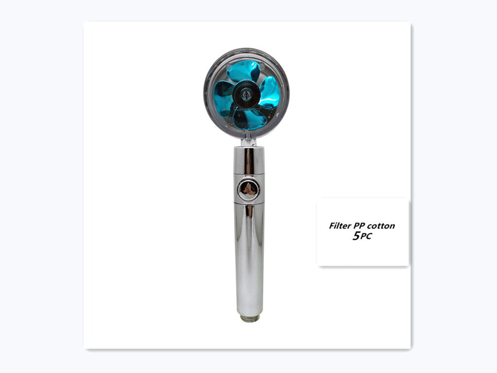 Turbocharged Shower Head with Stop Button & Cotton Filter – High Pressure Propeller Design