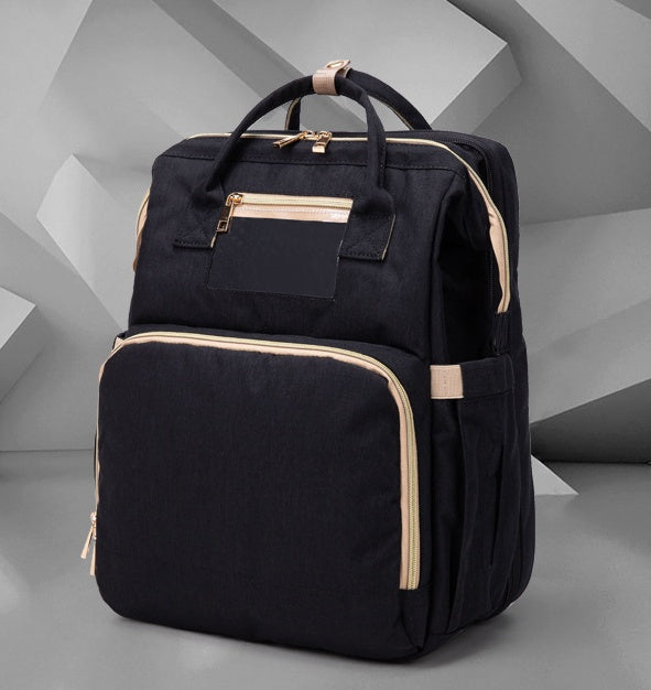 USB Charging Diaper Backpack – Foldable Baby Bed & Multi-Function Travel Bag