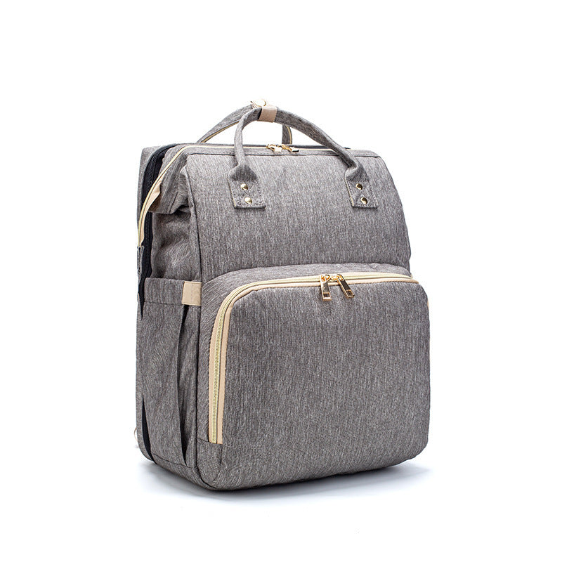 USB Charging Diaper Backpack – Foldable Baby Bed & Multi-Function Travel Bag