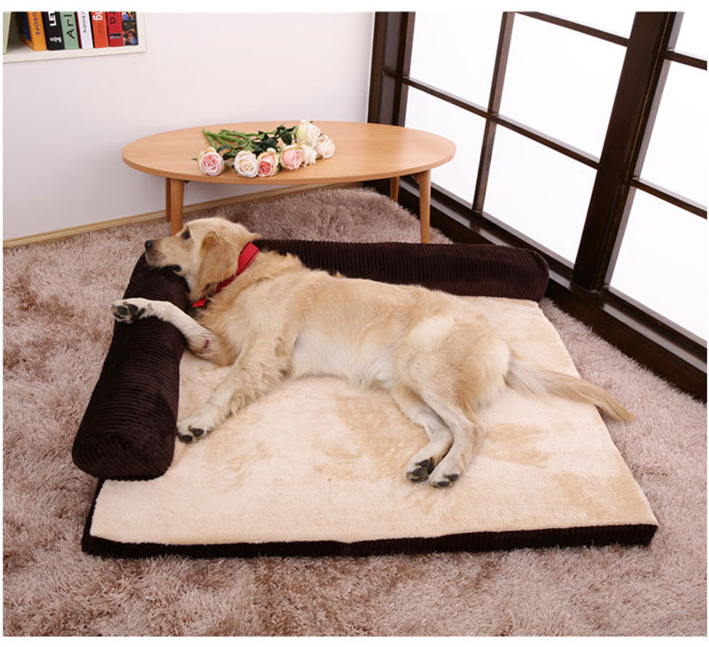 Corduroy Pet Sofa Bed – Soft, Non-Slip & Washable Dog Bed