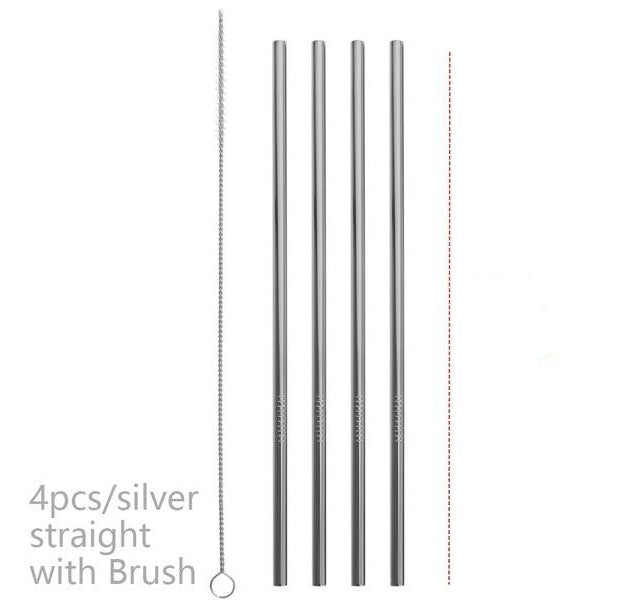 Reusable Stainless Steel Drinking Straws – Eco-Friendly Metal Straws with Cleaning Brush & Case