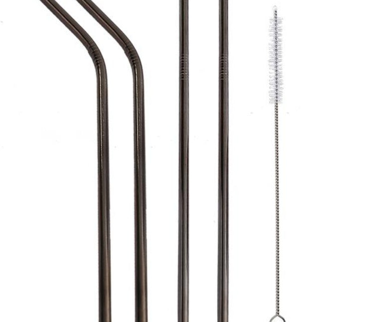 Reusable Stainless Steel Drinking Straws – Eco-Friendly Metal Straws with Cleaning Brush & Case