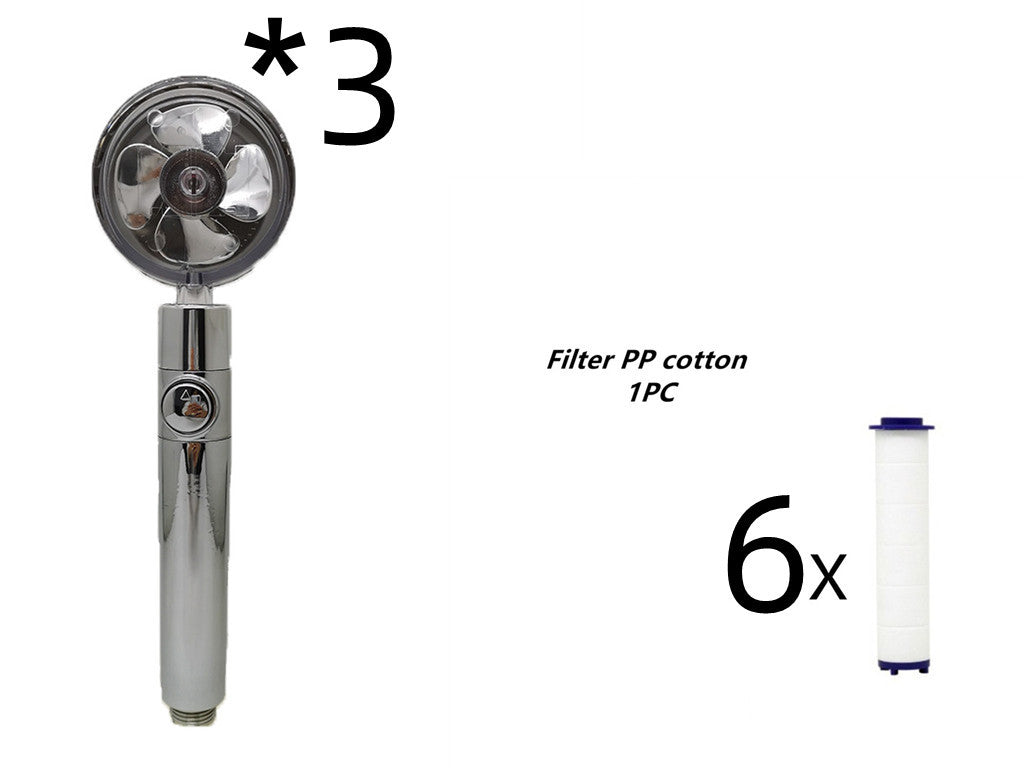 Turbocharged Shower Head with Stop Button & Cotton Filter – High Pressure Propeller Design