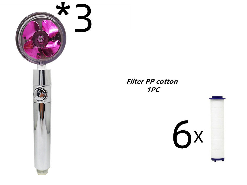 Turbocharged Shower Head with Stop Button & Cotton Filter – High Pressure Propeller Design