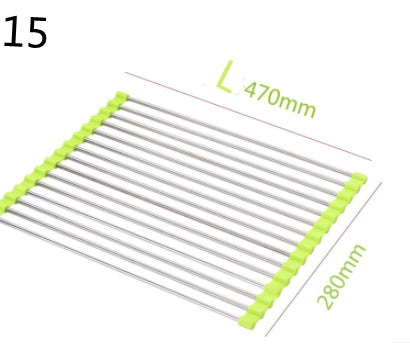 Foldable Stainless Steel Sink Rack – Space-Saving Roll-Up Dish Drying Rack