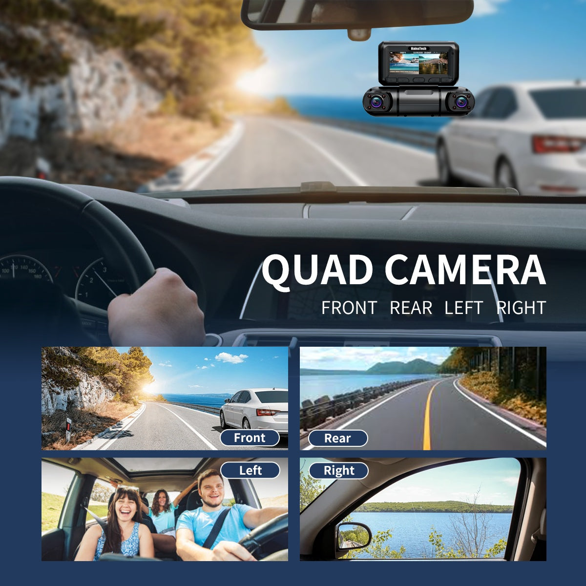 360° Smart Dash Cam – 4-Channel Car Camera System with GPS, WiFi & Night Vision