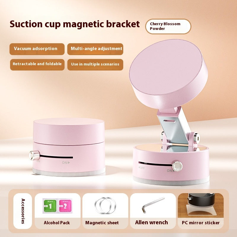 Magnetic Vacuum Car Phone Holder – Foldable 360° Suction Mount for Dashboard, Desk & Mirror