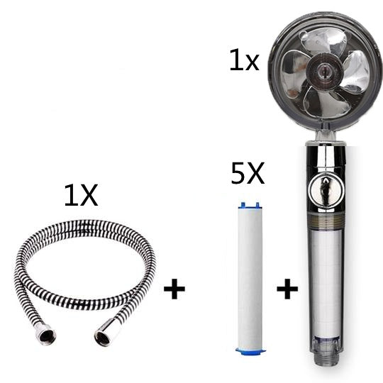 Turbocharged Shower Head with Stop Button & Cotton Filter – High Pressure Propeller Design