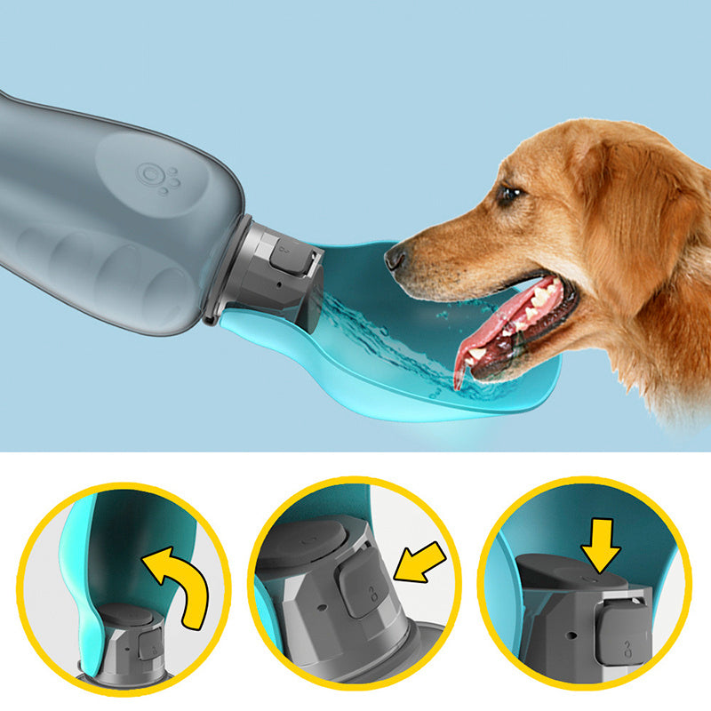 800ml Portable Dog Water Bottle – Leakproof Travel Pet Hydration Dispenser with Foldable Drinking Bowl