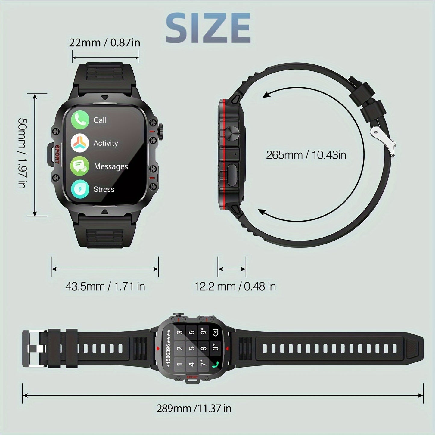 Stylish Touch Screen Smartwatch - Activity & Fitness Tracker with Wireless Call, Heart Rate Monitor, GPS, and Notifications for Android iOS Phones - Perfect Gift for Men and Women