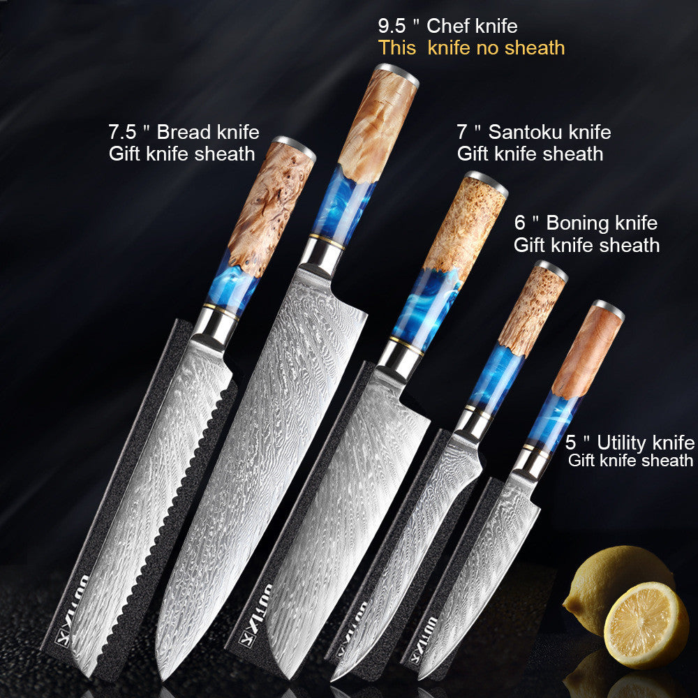 Premium Japanese Chef Knife Set – 67-Layer Damascus Steel Kitchen Knives with Wooden Handle