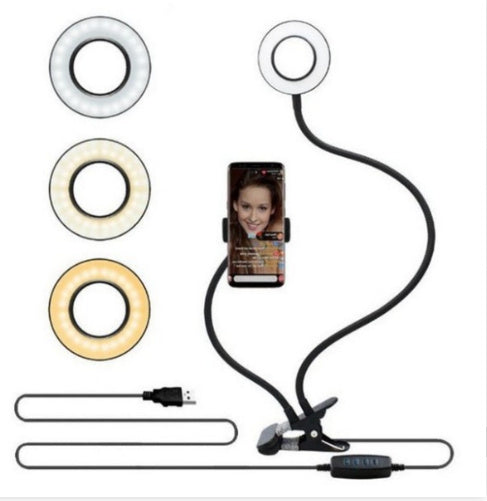 LED Selfie Ring Light with Adjustable Stand – 3 Color Modes, 10 Brightness Levels, USB Powered
