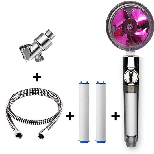 Turbocharged Shower Head with Stop Button & Cotton Filter – High Pressure Propeller Design