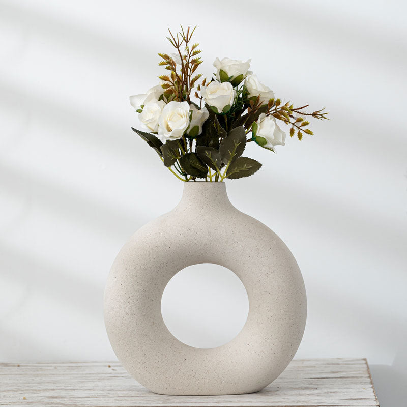 Modern Ceramic Frosted Vase – Minimalist Home Decor Flower Arrangement Ornament