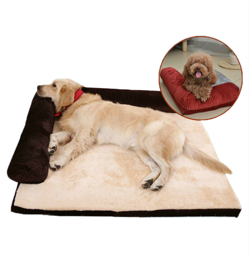Corduroy Pet Sofa Bed – Soft, Non-Slip & Washable Dog Bed
