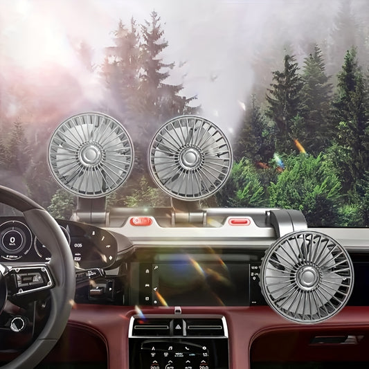 5V Car Triple Head Fan USB Car Fan 2 Speed Adjustable Car Accessories Fan Christmas And Halloween Perfect Gift For Friends-F4310-VOTL