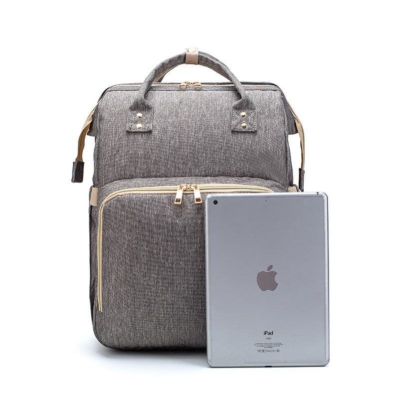 USB Charging Diaper Backpack – Foldable Baby Bed & Multi-Function Travel Bag