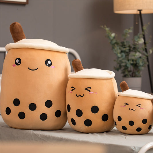 Cute Boba Tea Plush Toy – Soft Bubble Tea Cup Pillow for Kids & Adults