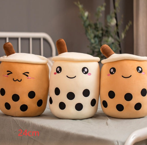 Cute Boba Tea Plush Toy – Soft Bubble Tea Cup Pillow for Kids & Adults
