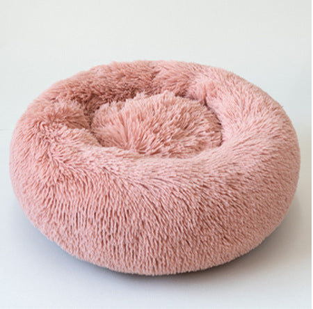 Plush Calming Pet Bed – Round Donut Nest for Dogs & Cats