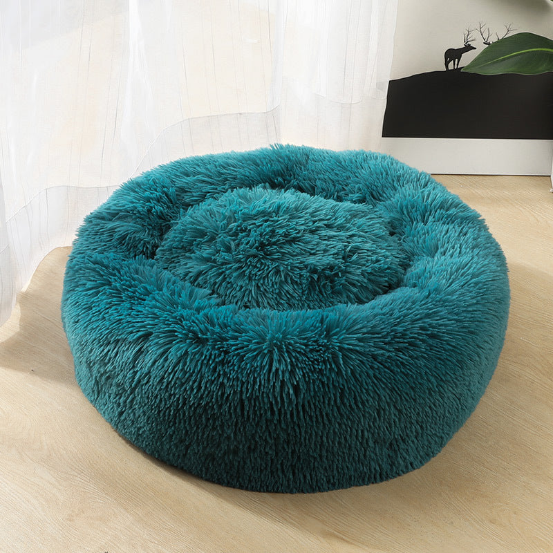 Plush Calming Pet Bed – Round Donut Nest for Dogs & Cats