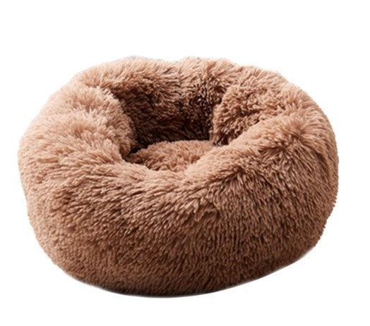 Plush Calming Pet Bed – Round Donut Nest for Dogs & Cats
