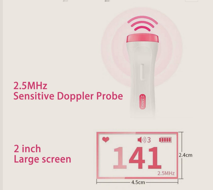 Portable Fetal Doppler – Baby Heartbeat Monitor with LCD Display & Ultrasound Probe