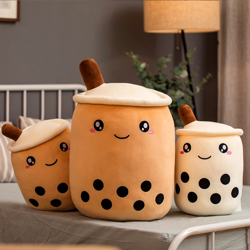 Cute Boba Tea Plush Toy – Soft Bubble Tea Cup Pillow for Kids & Adults