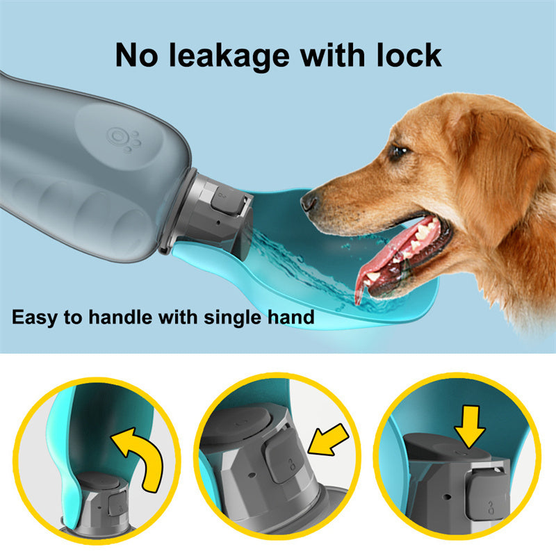 800ml Portable Dog Water Bottle – Leakproof Travel Pet Hydration Dispenser with Foldable Drinking Bowl