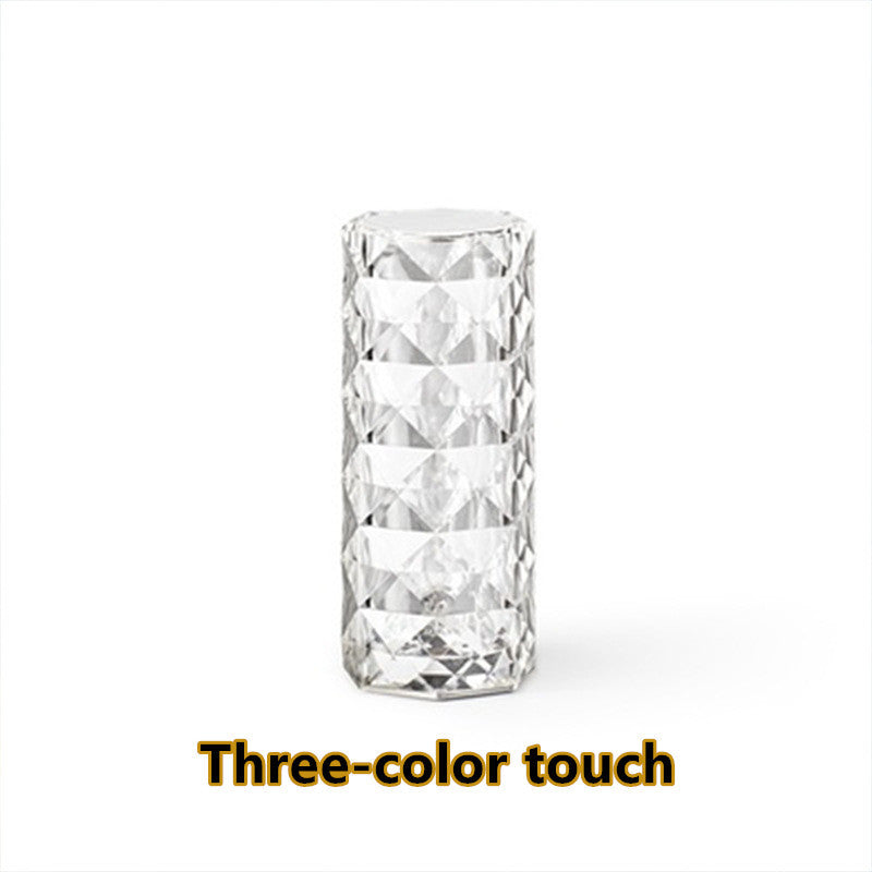 Crystal Touch Lamp – 16-Color Dimmable LED Diamond Lamp with USB Rechargeable Base