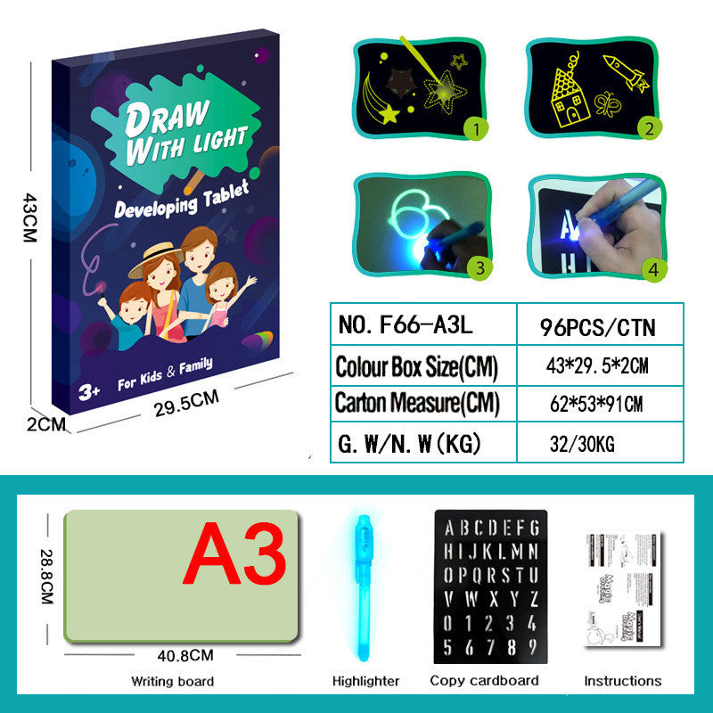 3D Magic Light Drawing Pad – Educational Glow Board for Kids with Flashlight Pen