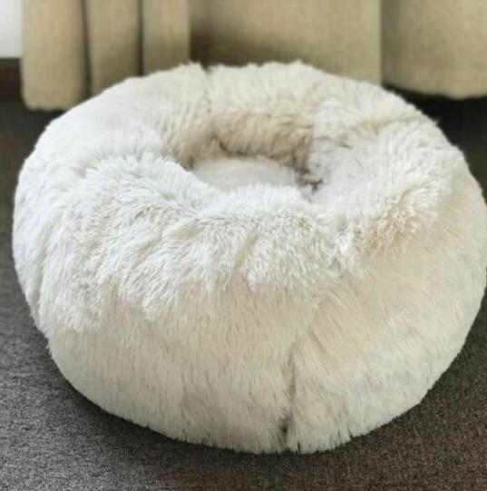 Plush Calming Pet Bed – Round Donut Nest for Dogs & Cats