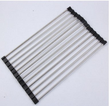 Foldable Stainless Steel Sink Rack – Space-Saving Roll-Up Dish Drying Rack