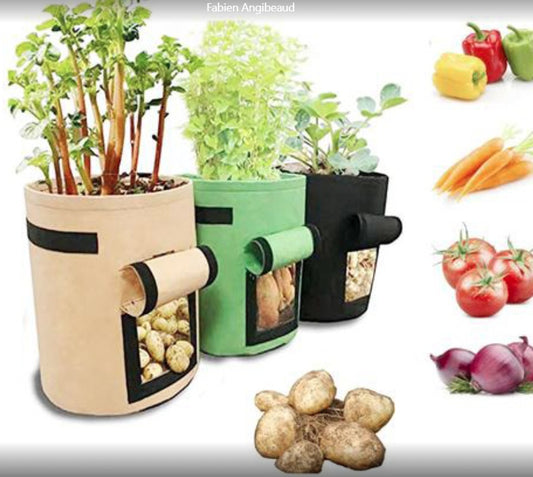Breathable Grow Bags for Potatoes, Tomatoes & Vegetables – Reusable Plant Growth Bags with Harvest Window