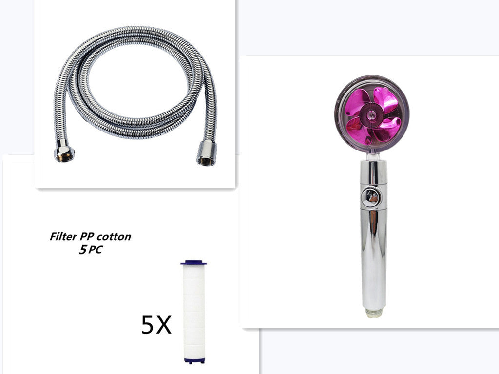 Turbocharged Shower Head with Stop Button & Cotton Filter – High Pressure Propeller Design