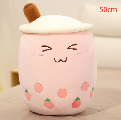 Cute Boba Tea Plush Toy – Soft Bubble Tea Cup Pillow for Kids & Adults