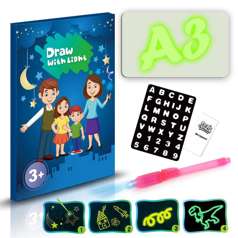 3D Magic Light Drawing Pad – Educational Glow Board for Kids with Flashlight Pen