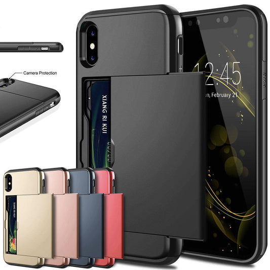 3-in-1 Armor Phone Case with Hidden Card Holder – Shockproof TPU + PC Cover for iPhone & Samsung