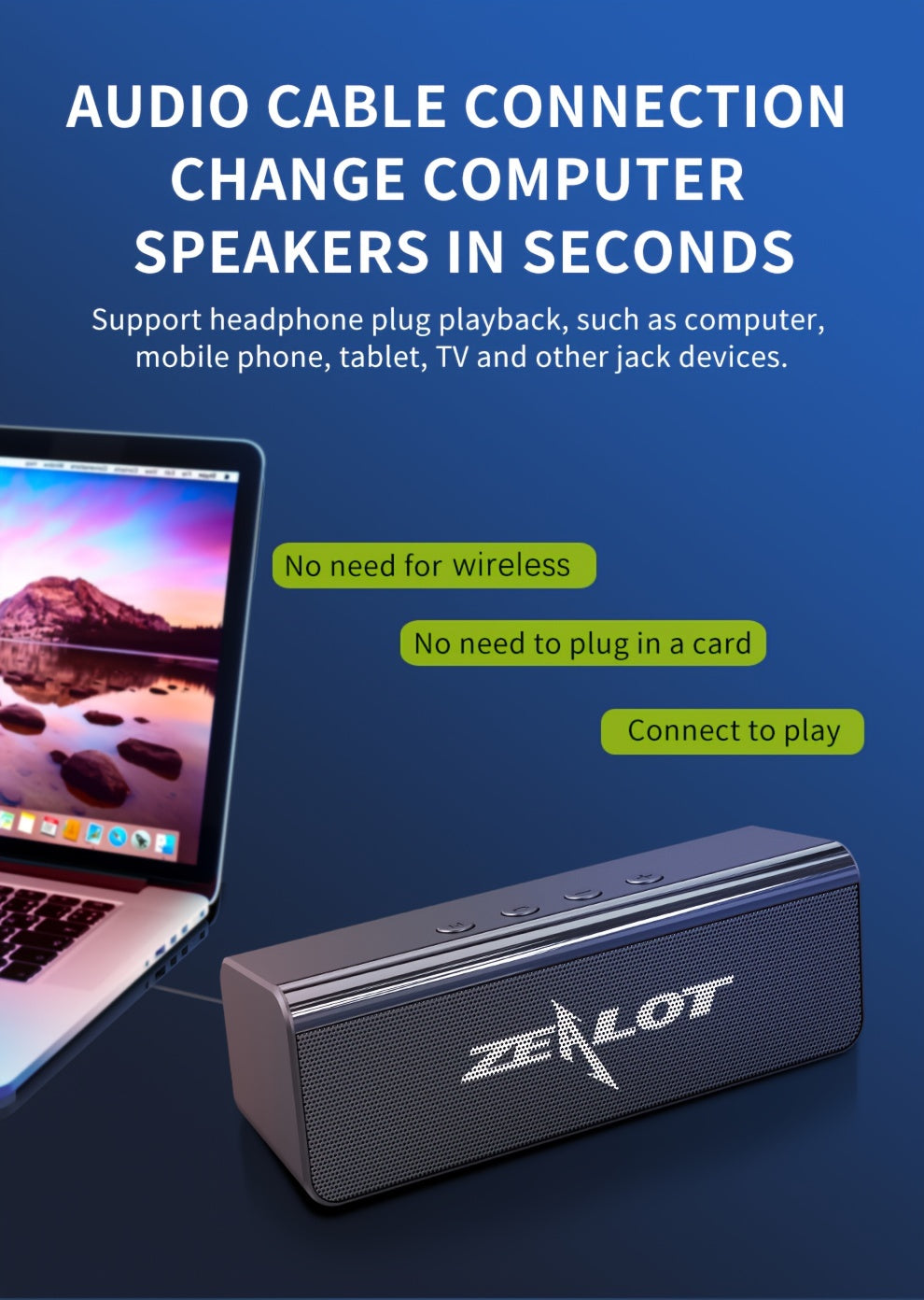 ZEALOT S31 Futuristic Portable Wireless Speaker, 2200mAh Battery, 10-Hour Playtime, Dual Loud Stereo with 3D Surround Sound, Wireless 5.0, Compatible with Phones/Tablets/TVs, Perfect for Home, Car, Outdoor & Camping - Great G