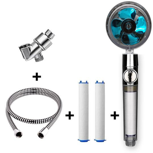 Turbocharged Shower Head with Stop Button & Cotton Filter – High Pressure Propeller Design