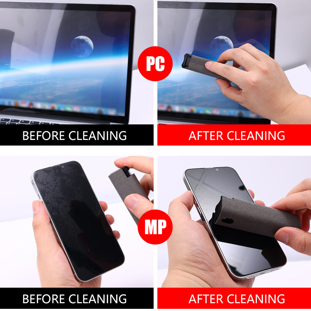2-in-1 Portable Screen Cleaner Spray – Refillable Microfiber Bottle for Phones, Laptops & Tablets